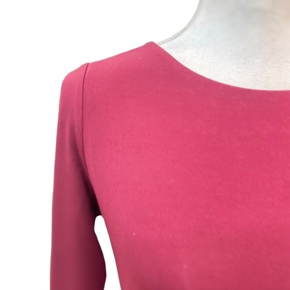 Talbots burgundy crew neck ruched draped long sleeve stretch top size small - Picture 6 of 11